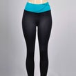 Solid Color Full-Length Yoga Pants with Contrasting Waistband